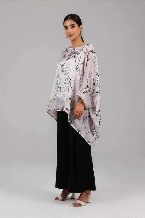 Cream Marble Print Two Piece Set 