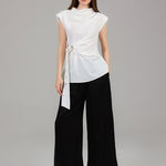 Draped Wrap Detail Top BKMF 034 White