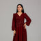 Burgundy Sequin Detail Modest Evening Dress 