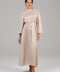 Cream High-Neck Midi Dress with Soft Pleats