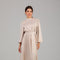 Cream High-Neck Midi Dress with Soft Pleats