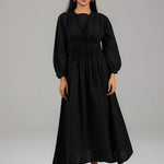 Pintuck Detail Modest Dress PR 012 Black