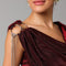 Maroon Shimmer Draped Gown with Embellished Shoulder
