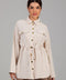 Cream Utility Shirt with Waist Tie