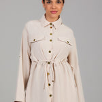 Utility Shirt with Waist Tie BKMF 039 Cream