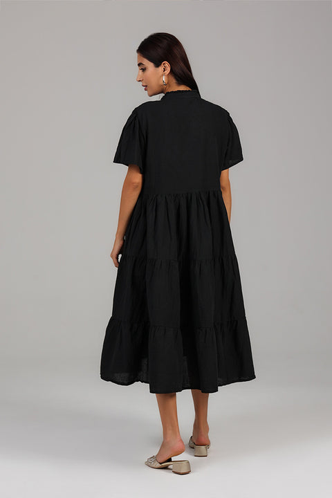 Black Tiered Modest Dress
