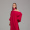 Magenta Draped One-Shoulder Kaftan Gown