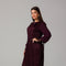 Burgundy Lace Midi Dress with Floral Detail 