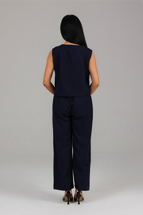 Navy Blue Sleeveless Co-Ord Set