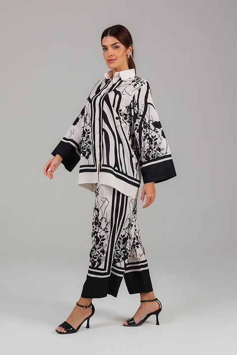 Black and White Monochrome Printed Co-ord Set