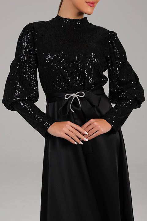 Black Bodice Maxi Dress with Skirt