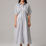Striped Shirt Midi Dress for Women JS 012 White