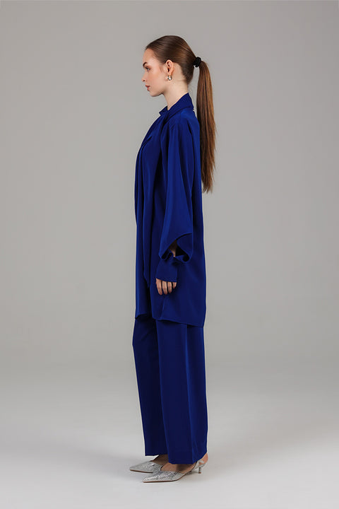Blue Cobalt Draped Co-Ord Set