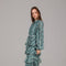 Aqua Green Embroidered Tiered Midi Dress