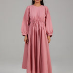 Pintuck Detail Modest Dress PR 012 Dusty Pink