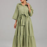 Tiered Shirt Dress PR 005 Sage Green