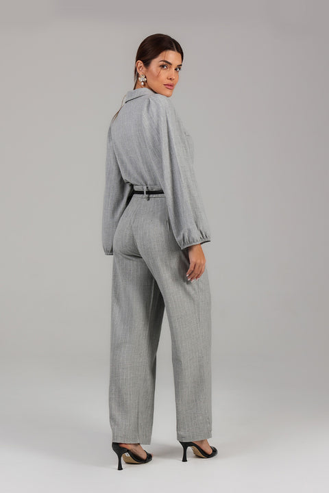 Grey Pinstripe Tailored Co-Ord Set