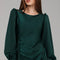 Green Satin Ruched Evening Dress