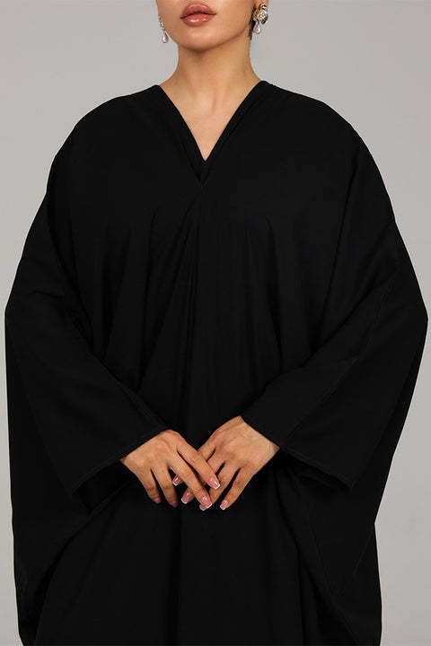 Black Classic Draped Kaftan Dress