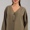 Khaki Relaxed Button-Front Top
