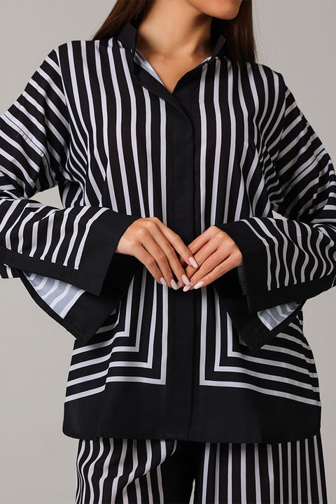 Black Monochrome Stripe Co-ord Set
