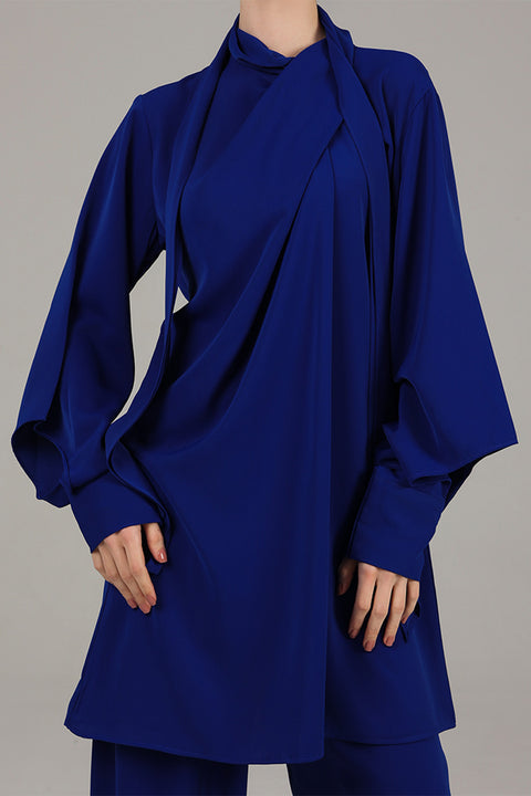 Blue Cobalt Draped Co-Ord Set
