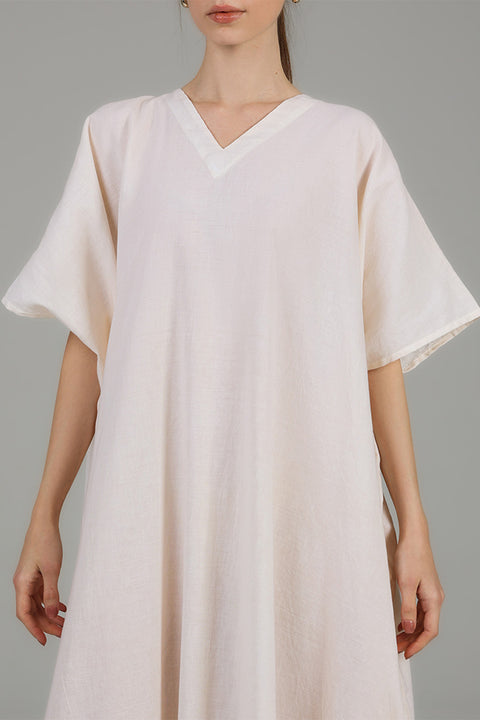 Beige Relaxed Modest Kaftan Dress