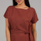 Brown Belted Modest Midi Dress