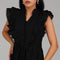 Black Embroidered Tiered Midi Dress
