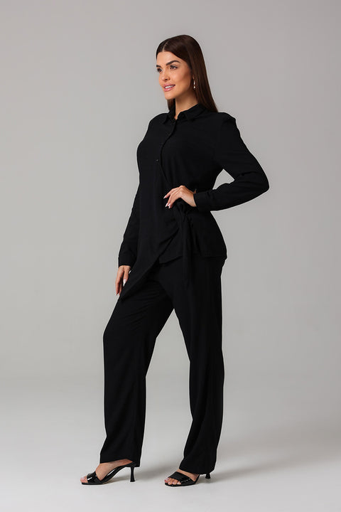 Black Midnight Black Draped Co-Ord Set