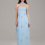 Strapless Bow Detail Maxi Dress BKMF 027 Sky Blue