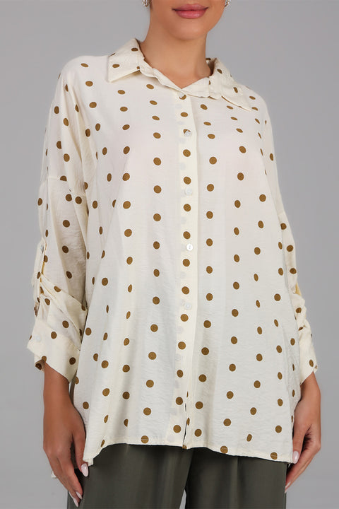 Brown Polka Dot Relaxed Shirt