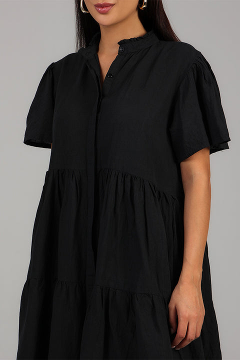 Black Tiered Modest Dress