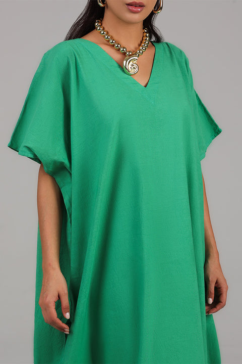 Emerald Green Relaxed Modest Kaftan Dress