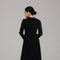 Black Asymmetric Sequin Panel Evening Gown with Drape Detail