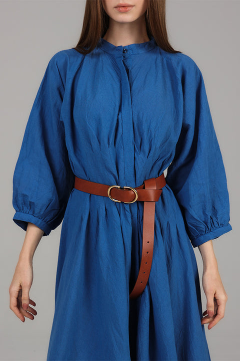 Navy Blue Belted Maxi Dress