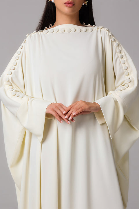 Cream Embellished Kaftan Gown