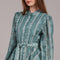 Aqua Green Embroidered Tiered Midi Dress