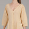 Beige Button-Front A-Line Midi Dress
