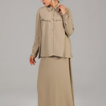 Desert Sand Ruffle Detail Co-Ord Set BKMF 010 Beige