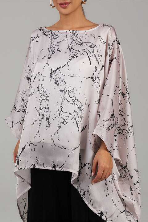 Cream Marble Print Two Piece Set 