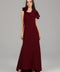 Maroon One-Shoulder Ruffle Detail Maxi Dress