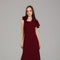 Maroon One-Shoulder Ruffle Detail Maxi Dress