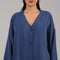 Dusty Blue Relaxed Button-Front Top