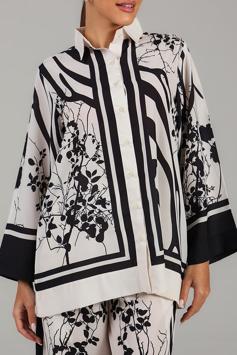 Black and White Monochrome Printed Co-ord Set
