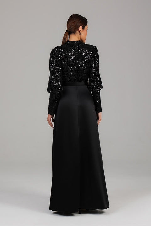 Black Bodice Maxi Dress with Skirt