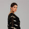 Black Foil Detail Modest Evening Dress