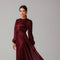 Maroon Shimmer Maxi Dress with Soft Waist Gather
