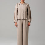 Sandstone Pinstripe Tailored Co-Ord Set BKMF 011 Beige