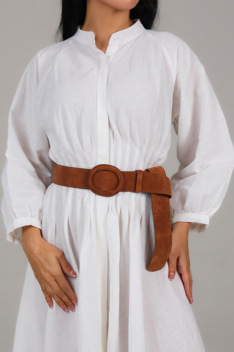 Off White Belted Maxi Dress